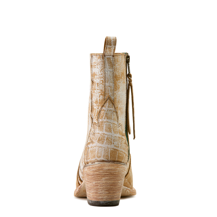Ariat Womens Distressed Croc Print Western Booties