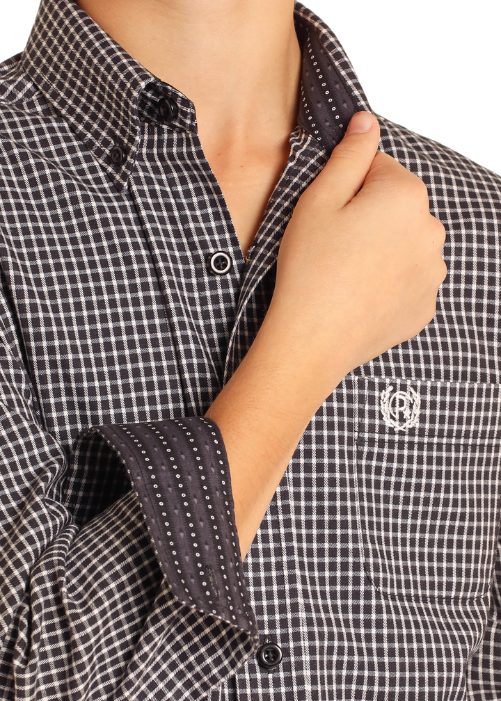 Panhandle Boys Charcoal Check Long Sleeve Shirt