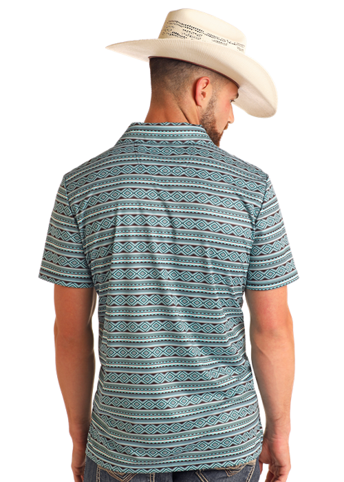 Panhandle Mens Turquoise Print Polo