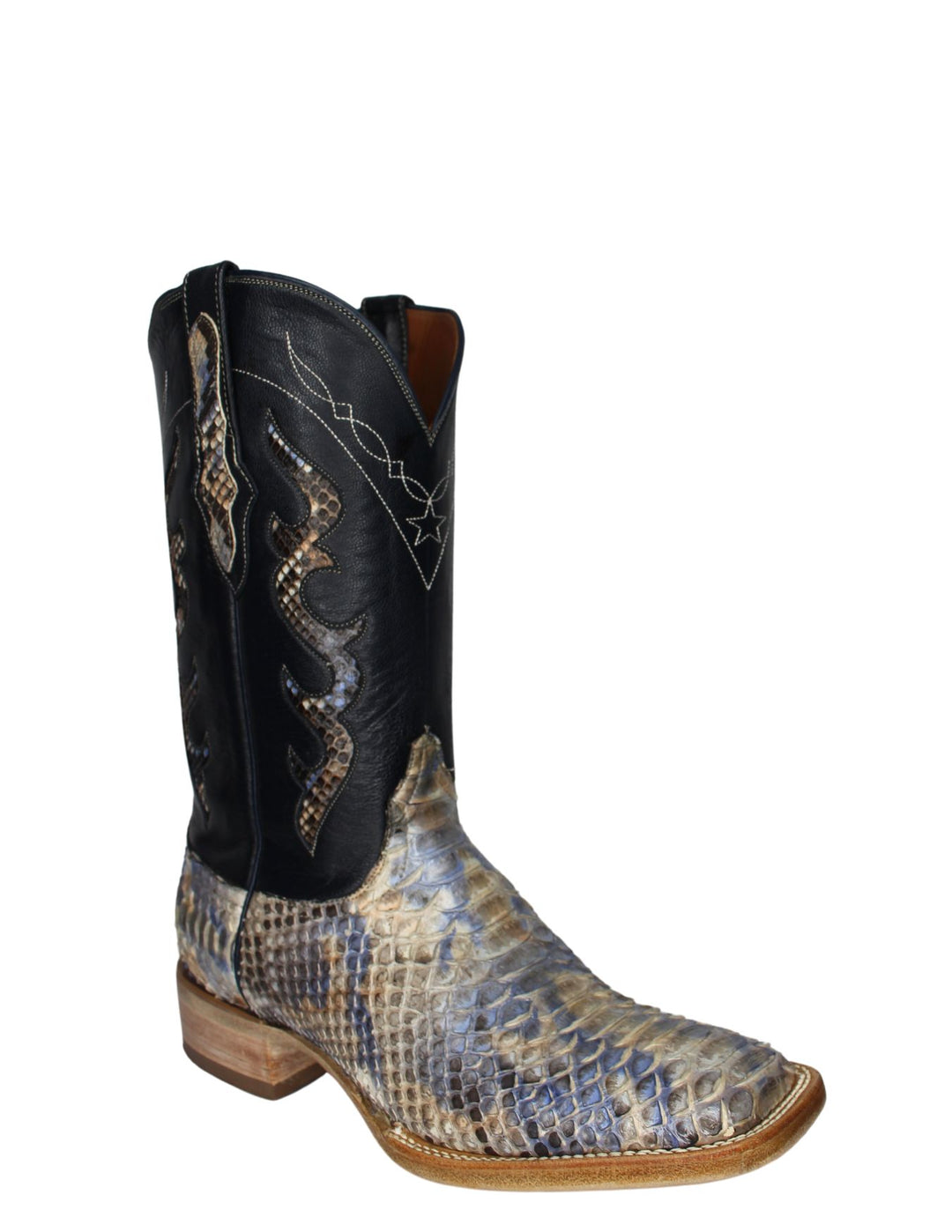 Black Jack Mens Creme Blue Python Boots