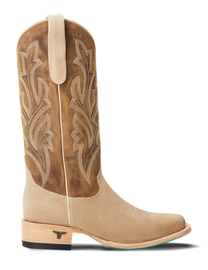 Lane Womens Latte Suede and Burnt Caramel Square Toe Boots