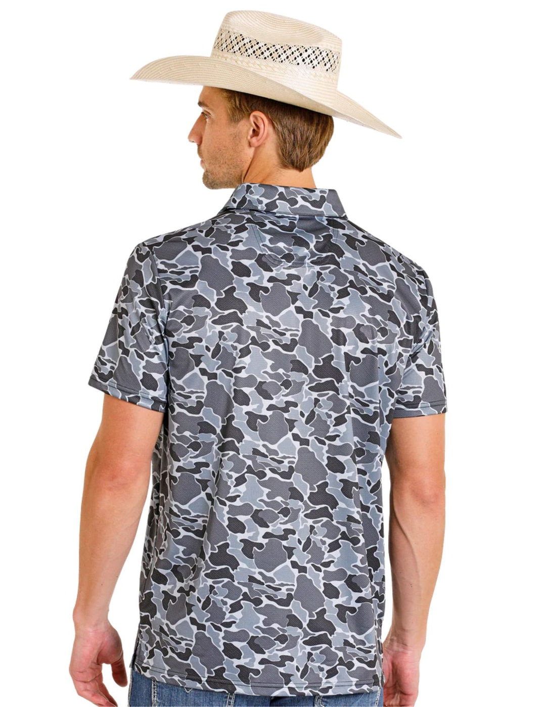 Panhandle Mens Grey Camo Polo