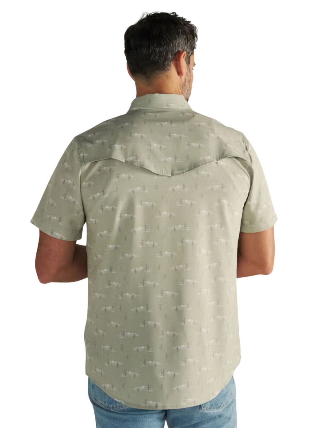 Tecovas Mens Desert Sage Performance Western Short Sleeve Pearl Snap Shirt