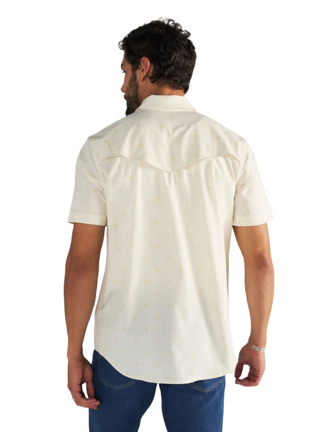 Tecovas Mens Light Sand Performance Western Short Sleeve Pearl Snap Shirt