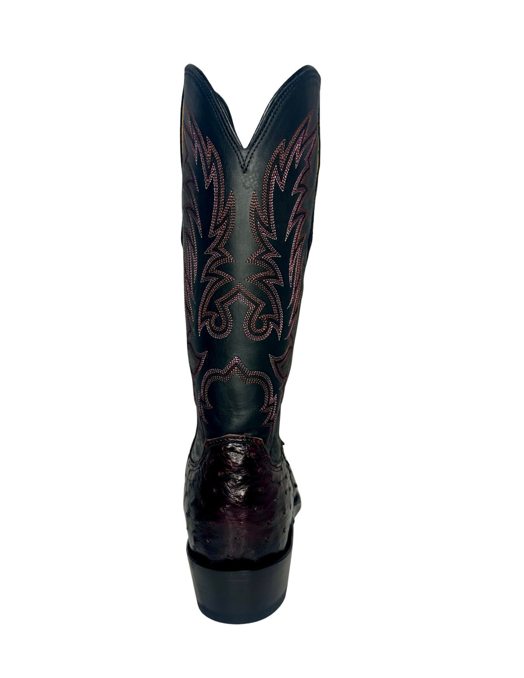 Lucchese Mens Elgin Black Cherry Ostrich Round Toe Boots
