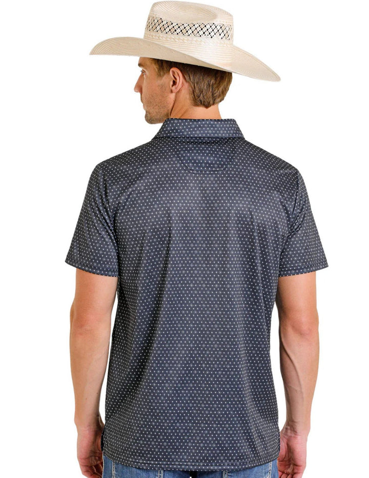 Panhandle Mens Black Shadow Diamond Print Polo