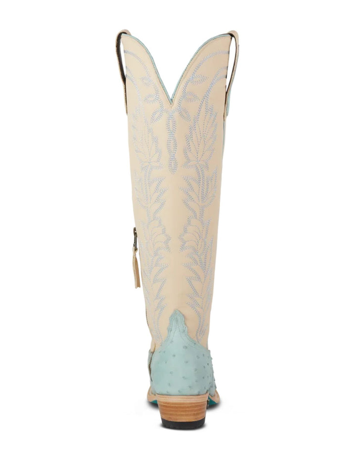 Lane Womens Sandaga Knee High Powder Blue Ostrich Boots