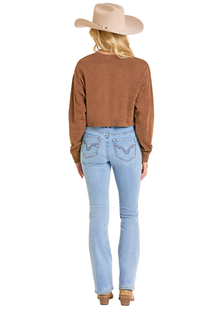 Panhandle Womens Chain Fringe Graphic Sweater