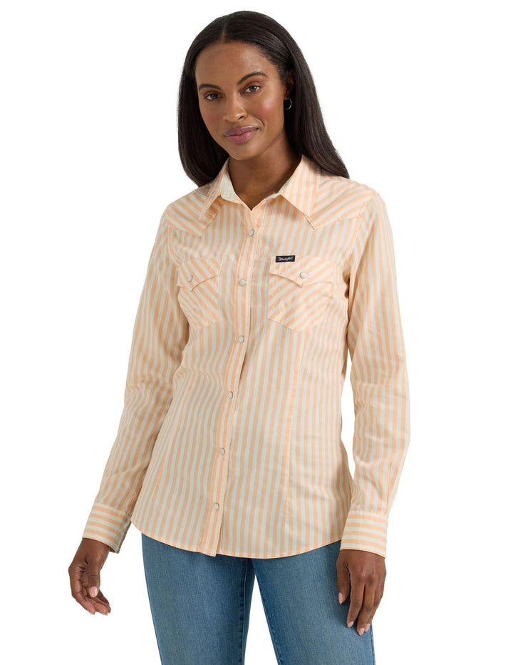 Wrangler Womens Yellow Stripe Retro Shirt