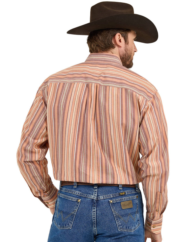 Wrangler Mens Orange Stripe Long Sleeve Shirt