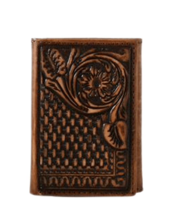 M&f Western Mens Tooled Tri Fold Wallet