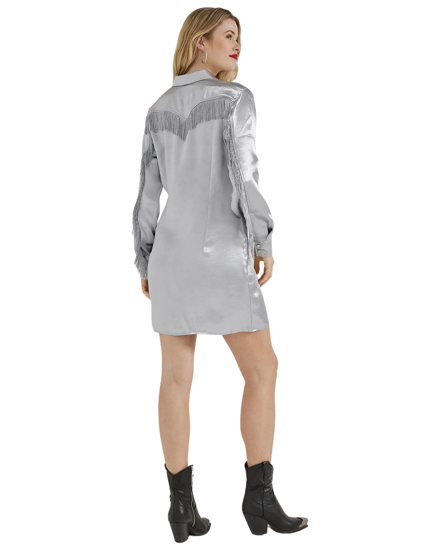 Wrangler Women's Fringe Long Sleeve Snap Mini Dress Wrangler Women's Fringe Long Sleeve Snap Mini Dress