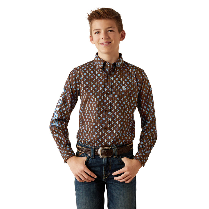 Ariat Boys Brown Team Oak Classic Fit Shirt