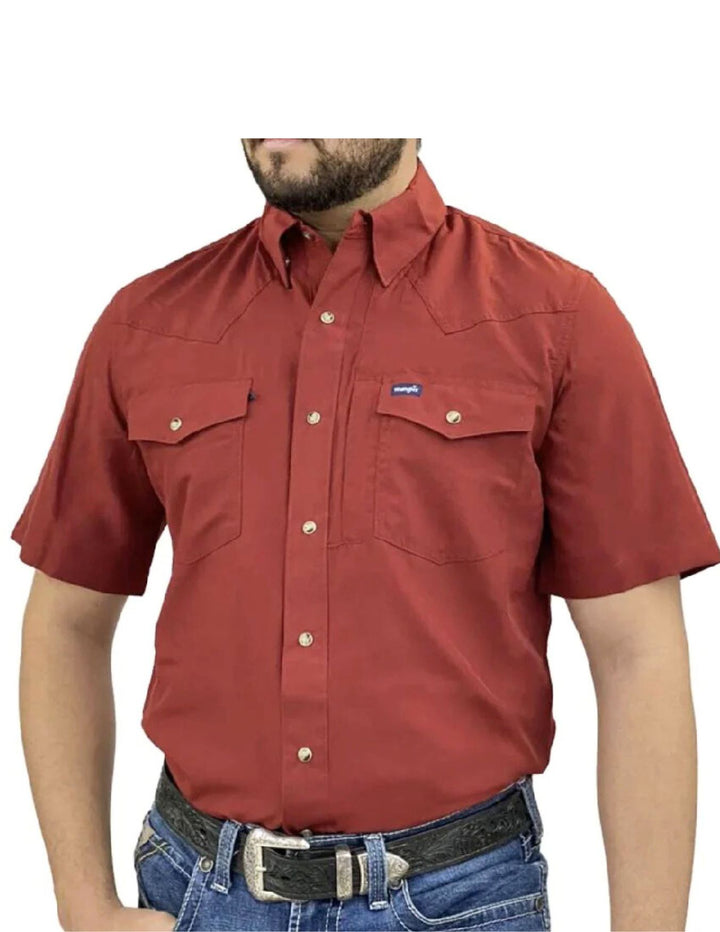 Wrangler Mens Burgundy Performance Western Shirt