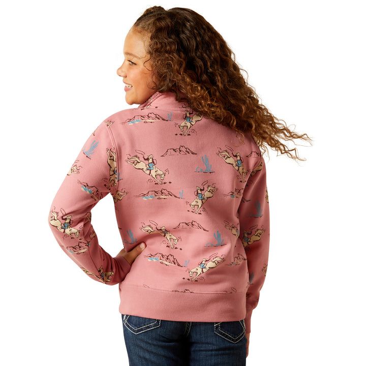 Ariat Girls Bronc Scene 1/4 Zip Sweatshirt