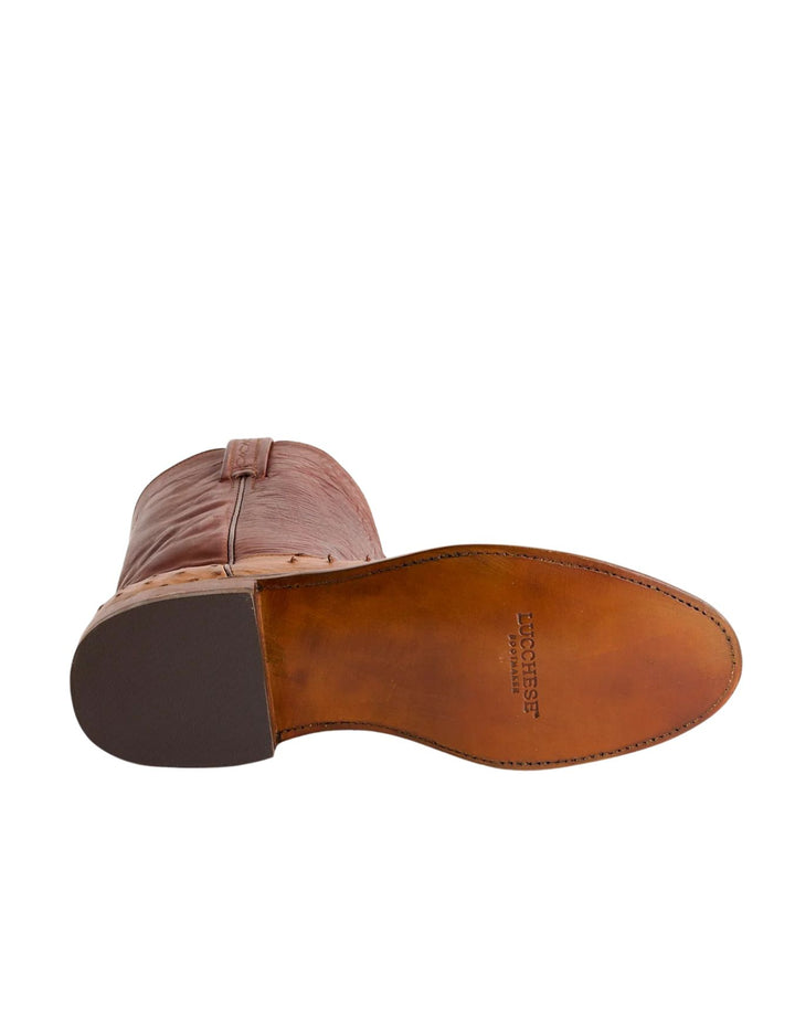 Mens Lucchese Burnished Barnwood Ostrich Roper