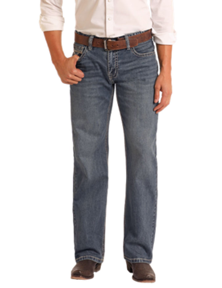 Panhandle Mens Two Tone Stitch Vintage Straight Leg Jeans