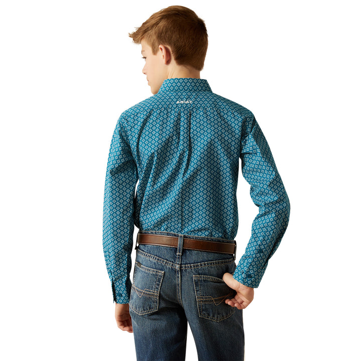 Ariat Boys Dark Teal Petey Classic Fit Shirt