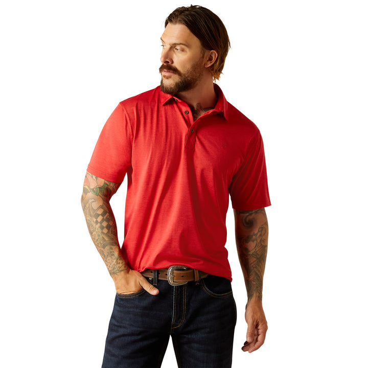 Ariat Mens Red Charger 2.0 Fitted Polo