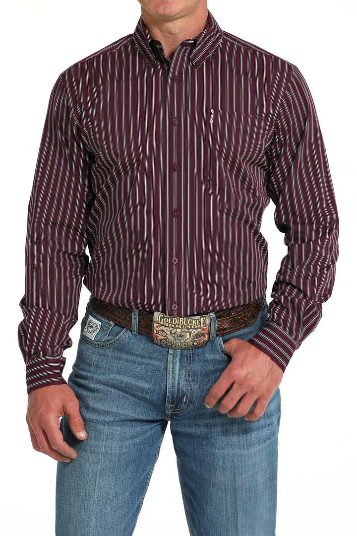 Cinch Mens Purple Stripe Modern Fit Shirt