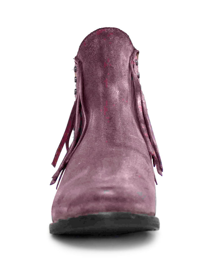 Ladies Corral Wine Stud And Fringe Round Toe