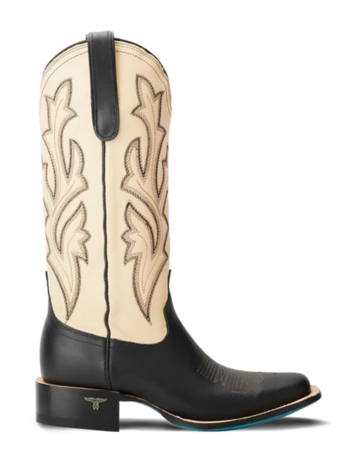 Lane Womens Jet Black and Pale Ivory Square Toe Boots