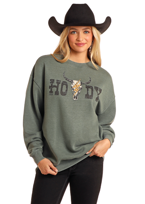 Panhandle Womens Teal Oversized Pullover