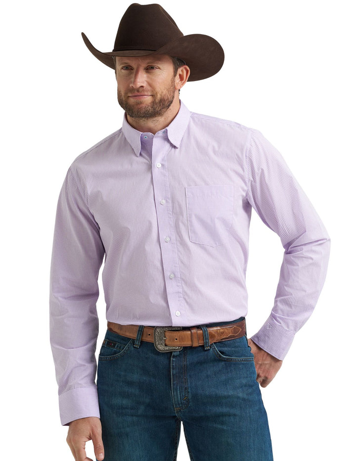 Wrangler Mens Cody Johnson Purple Printed Long Sleeve Shirt