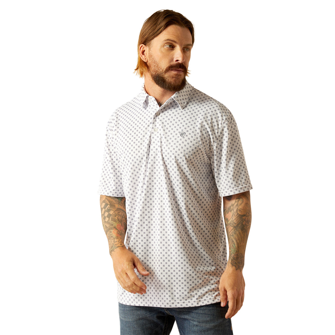 Ariat Mens White Geo Print Polo