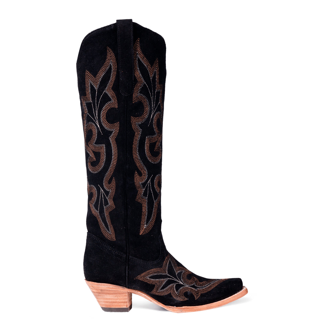 Corral Womens Black Suede Embroidery Tall Boots