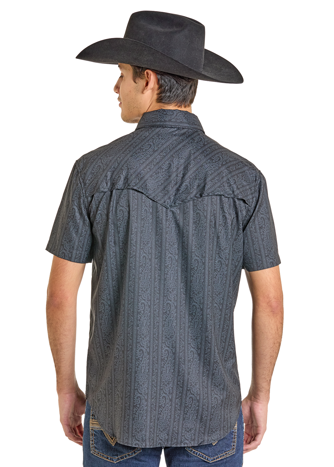 Panhandle Mens Black Tek Paisley Short Sleeve Shirt