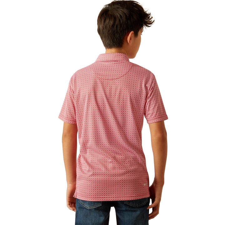 Ariat Boys Red All Over Print Polo