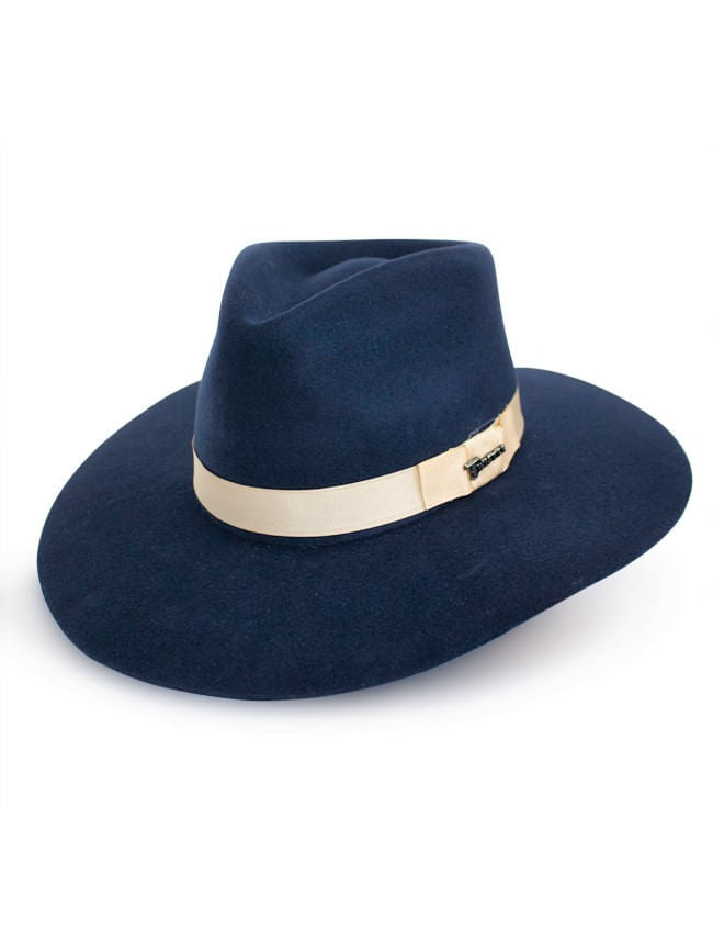 Ladies M&F Western Navy Pinch Front Hat