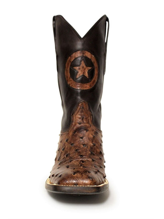 Black Jack Mens Tobacco Bruciato Full Quill Ostrich Cowboy Boots