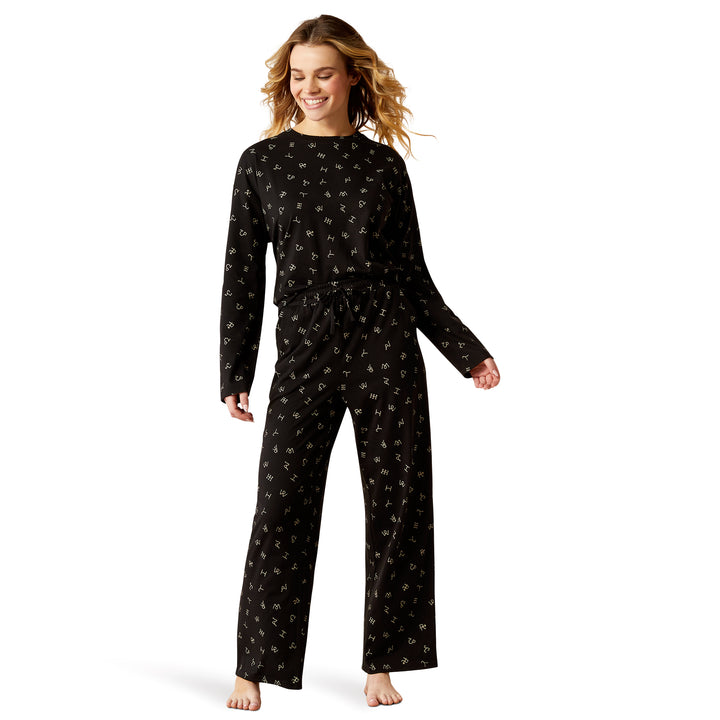 Ariat Womens Black Cattle Brand Pajama Set