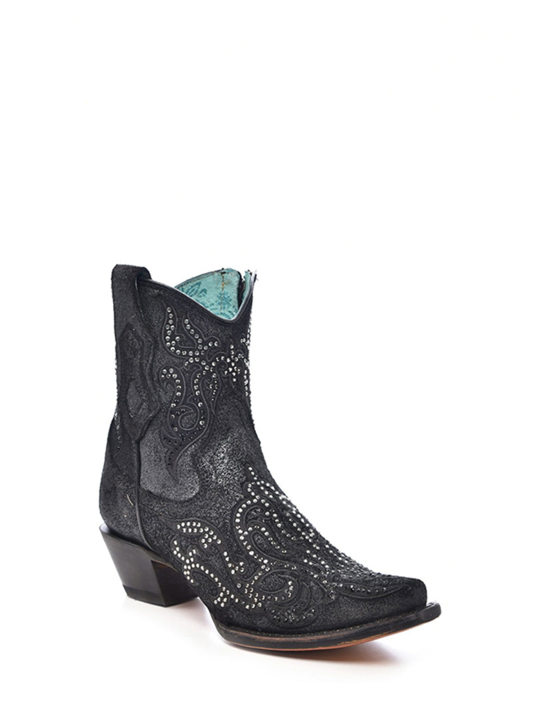 Corral Womens Silver Black Embroidered Booties