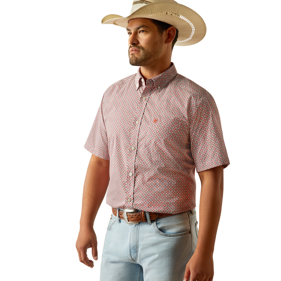 Ariat Mens Red Welch Short Sleeve Shirt