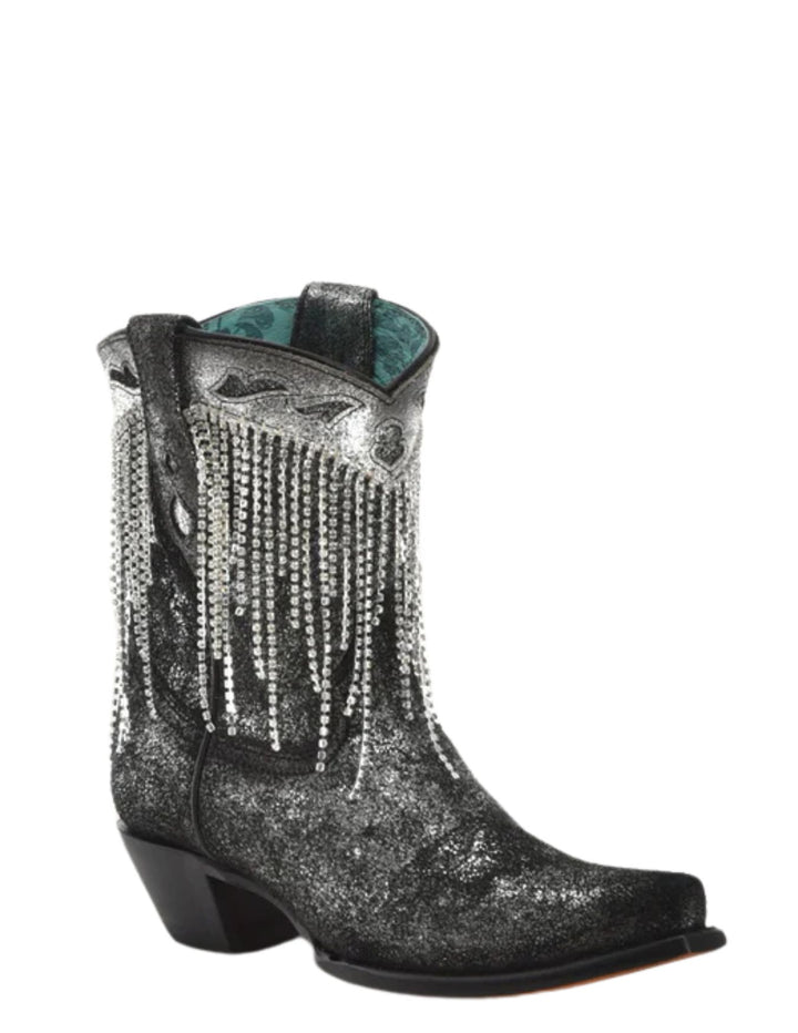 Corral Womens Old Silver Crystal Ankle Boots