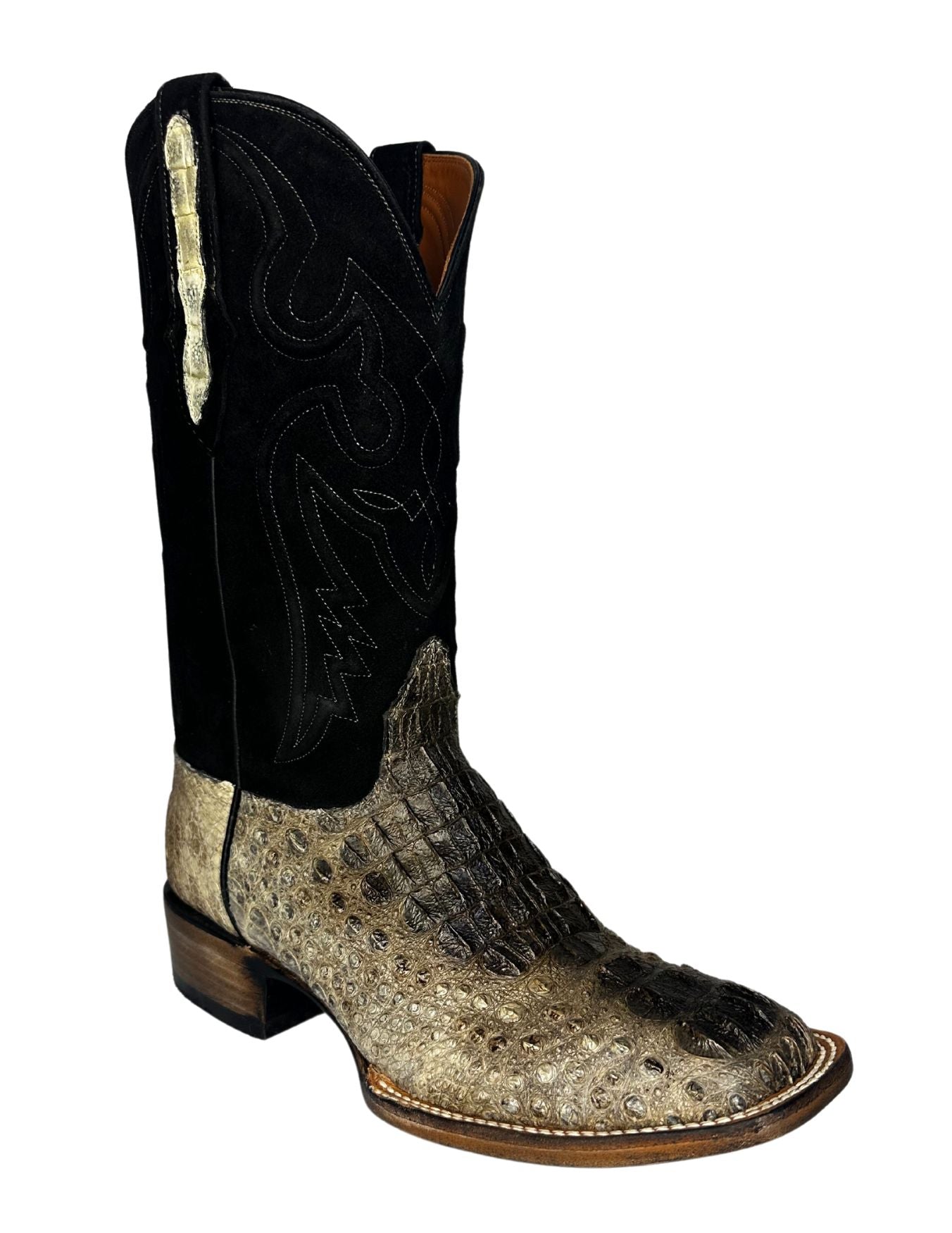 Black Jack Mens Black Top Natural Caiman Hornback Boots – Texas