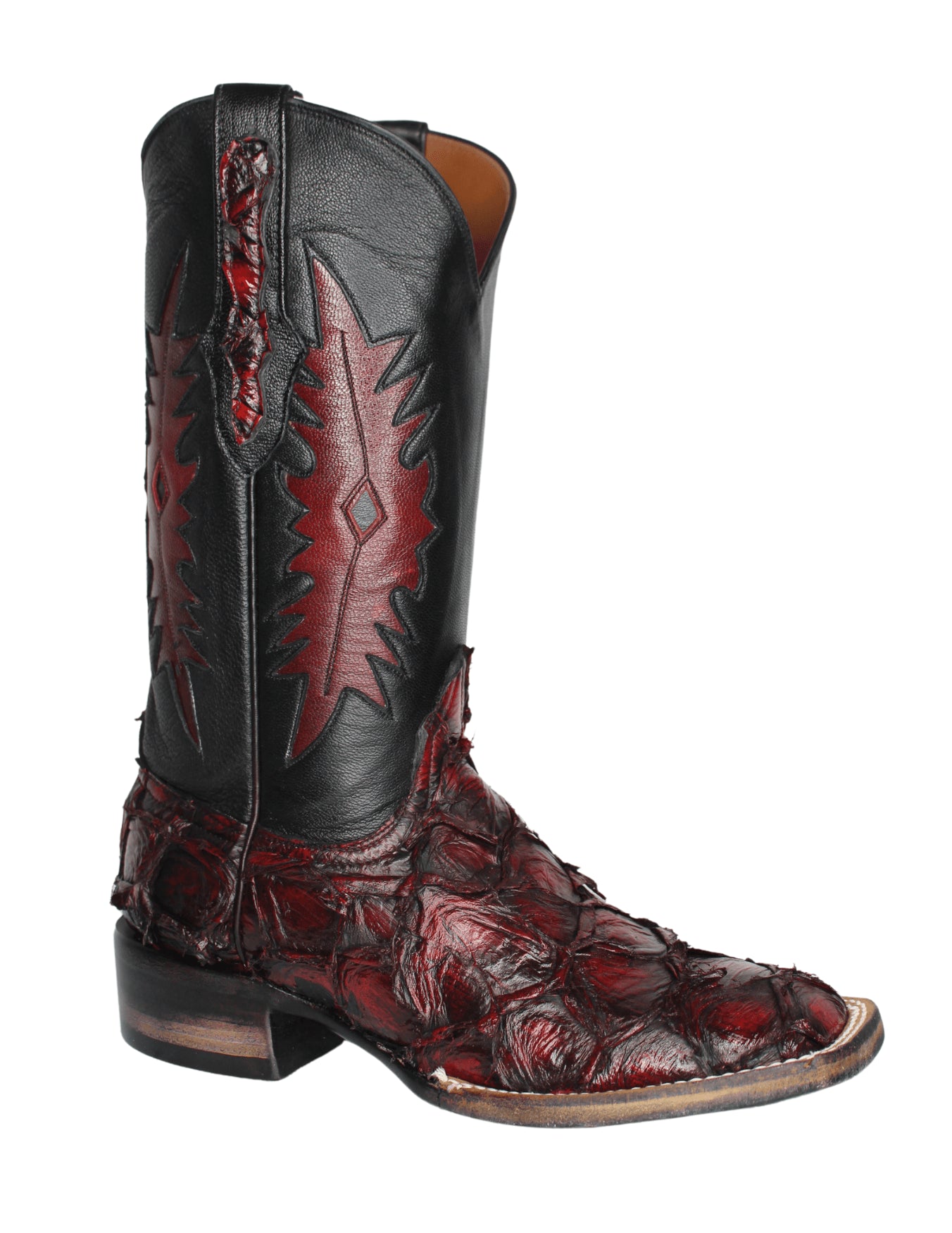 Black Jack Mens Black Cherry Pirarucu Boots Texas Boot Company