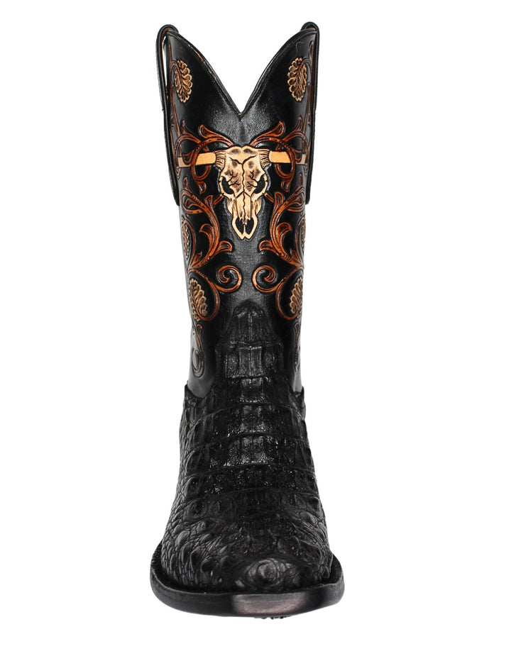 Black Jack Mens Longhorn Tooled Hornback Alligator Boots