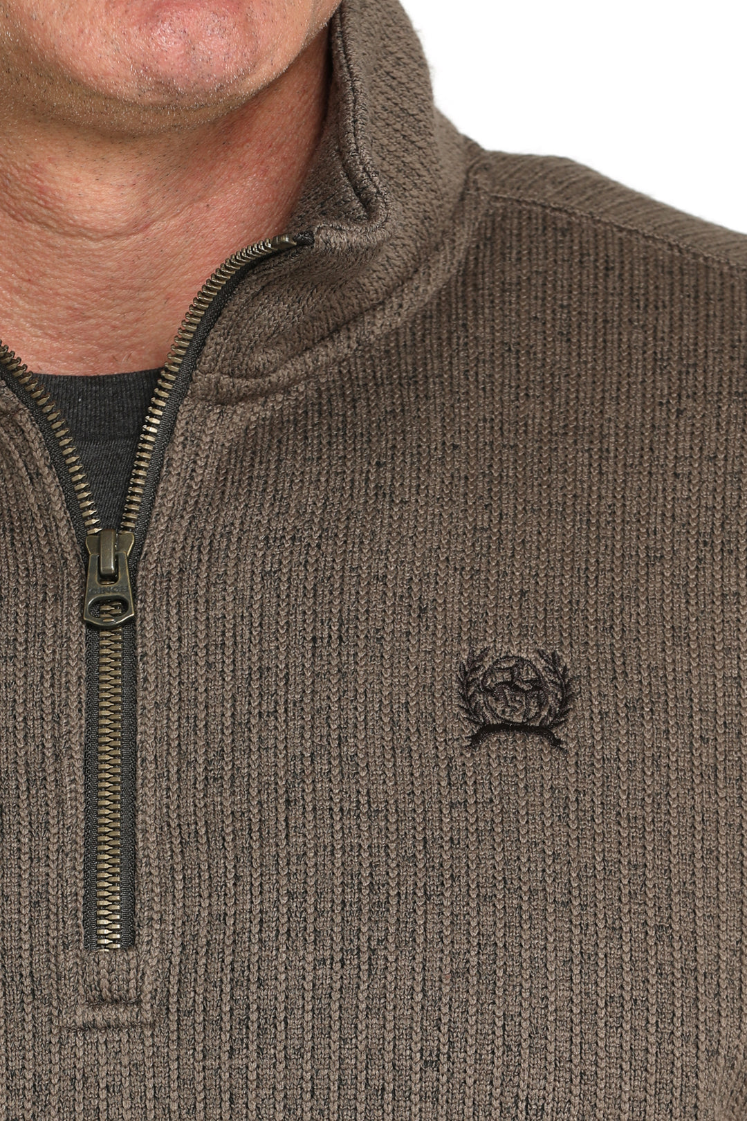 Cinch Mens Brown Quarter Zip Sweater