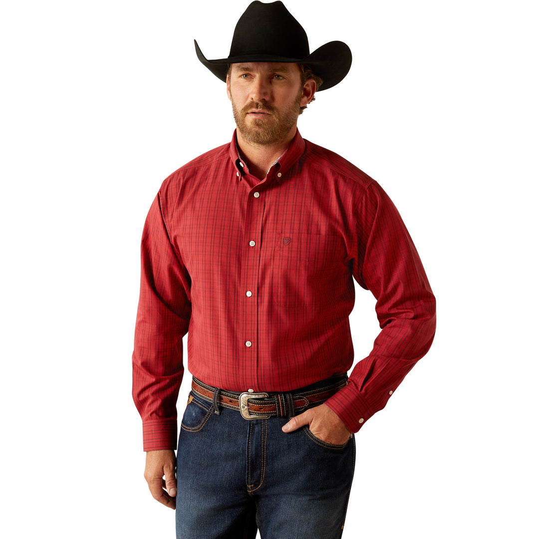 Ariat Mens Red Wrinkle Free Ian Classic Fit Shirt