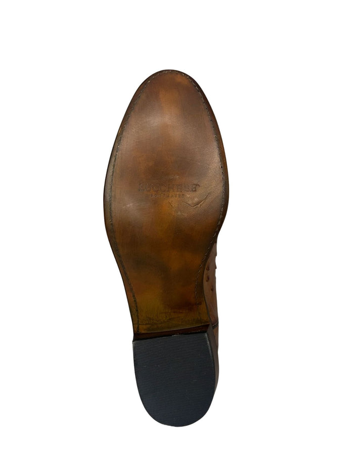 Lucchese Mens Luke Barnwood Ostrich Round Toe Boots