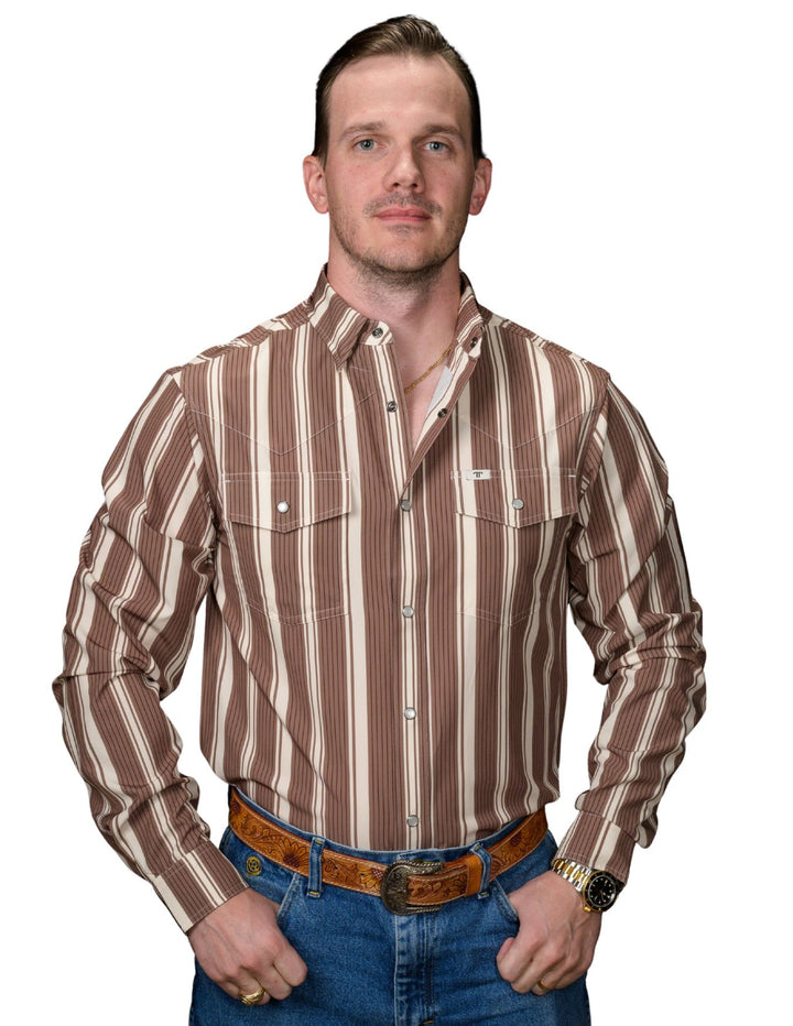 Ferrell Mens The Atlas Brown Long Sleeve Shirt