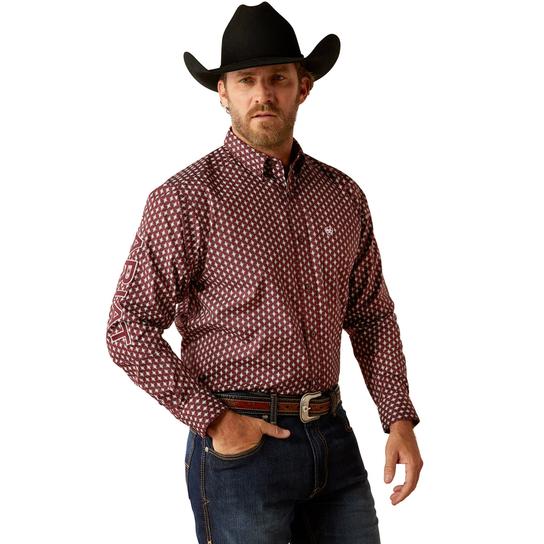 Ariat Burgundy Team Omar Classic Fit Men's Long Sleeve Shirt 10054055 - Size XL Ariat Burgundy Team Omar Classic Fit Men's Long Sleeve Shirt 10054055 - Size XL