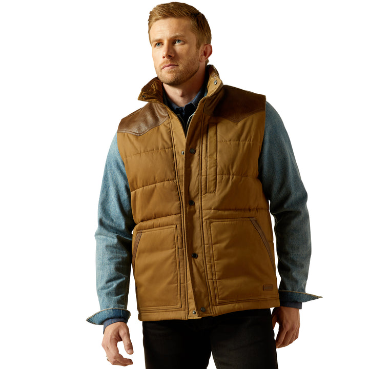Ariat Mens Khaki Western Quilted Vest