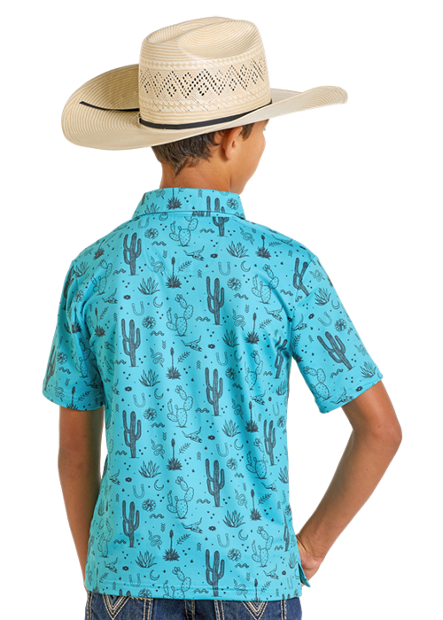 Panhandle Boys Turquoise Cactus Polo