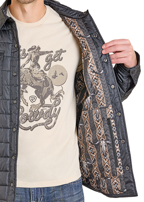 Panhandle Mens Puffer Print Lined Shirt Jacket