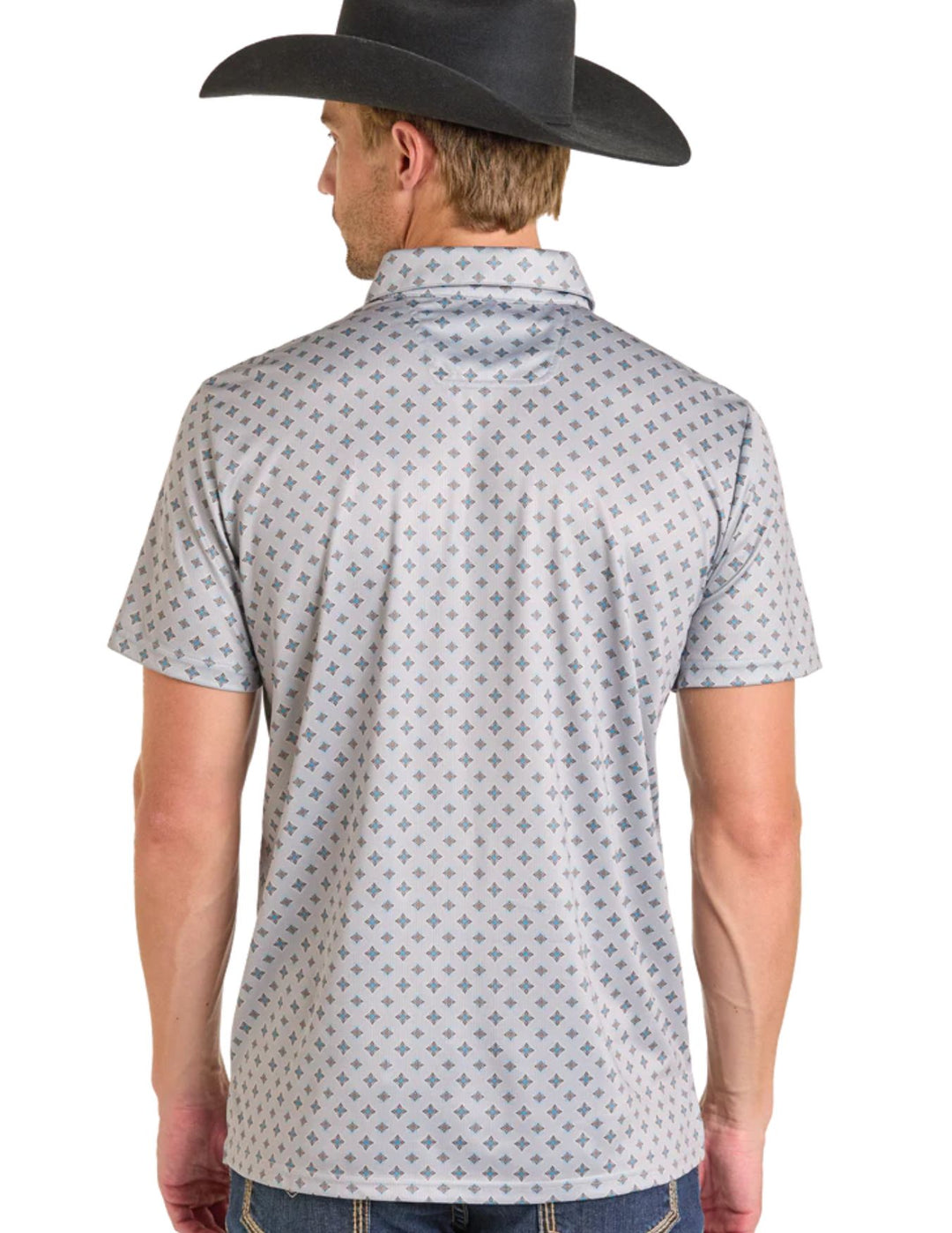 Panhandle Mens Grey Medallion Print Polo